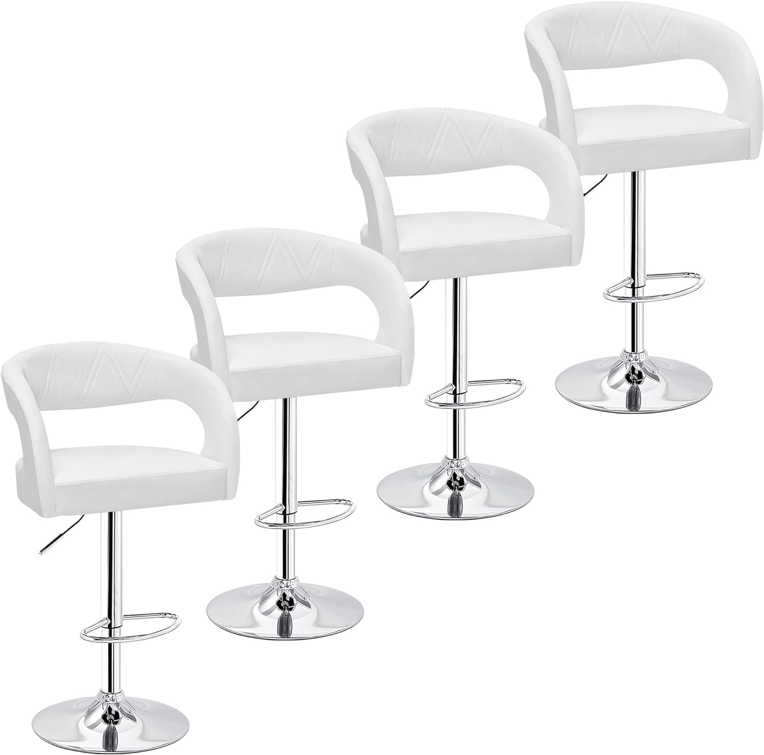 VECELO Bar Stools Set of 2 Adjustable Swivel Modern Pu Leather Barstools - VECELO