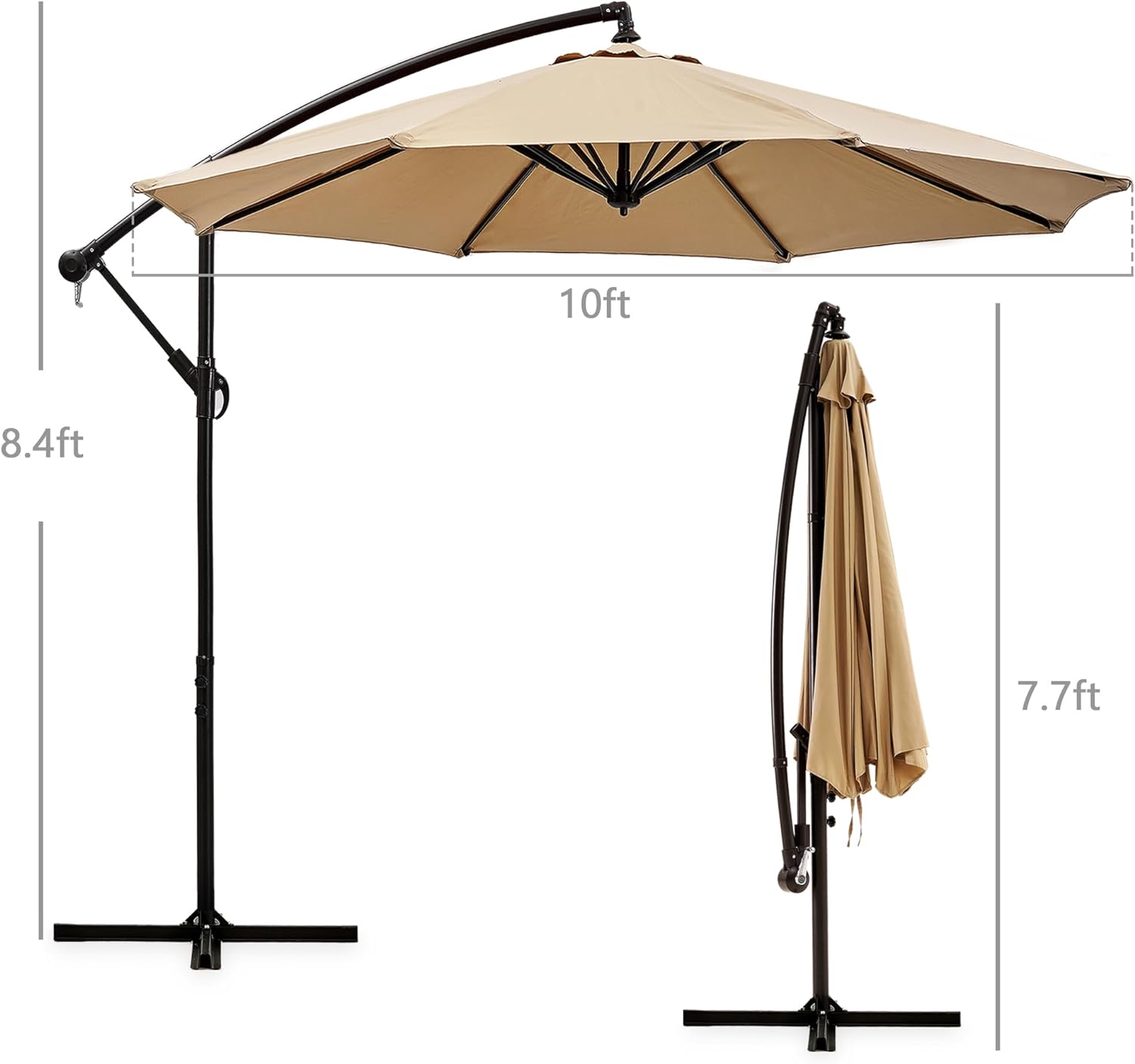 VECELO 10ft Offset Patio Umbrella with UV Protection Waterproof for Outdoor - VECELO