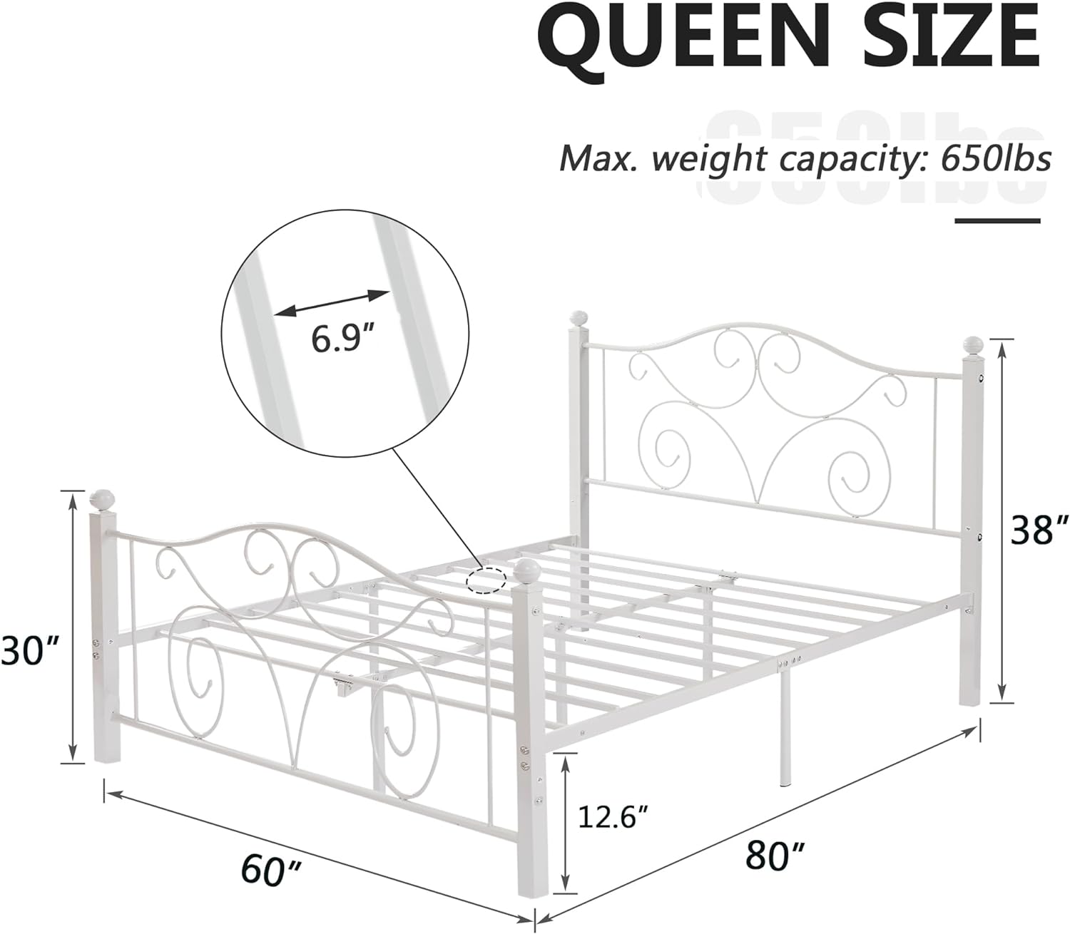 VECELO Classic Metal Bed Frame Mattress Foundation - VECELO
