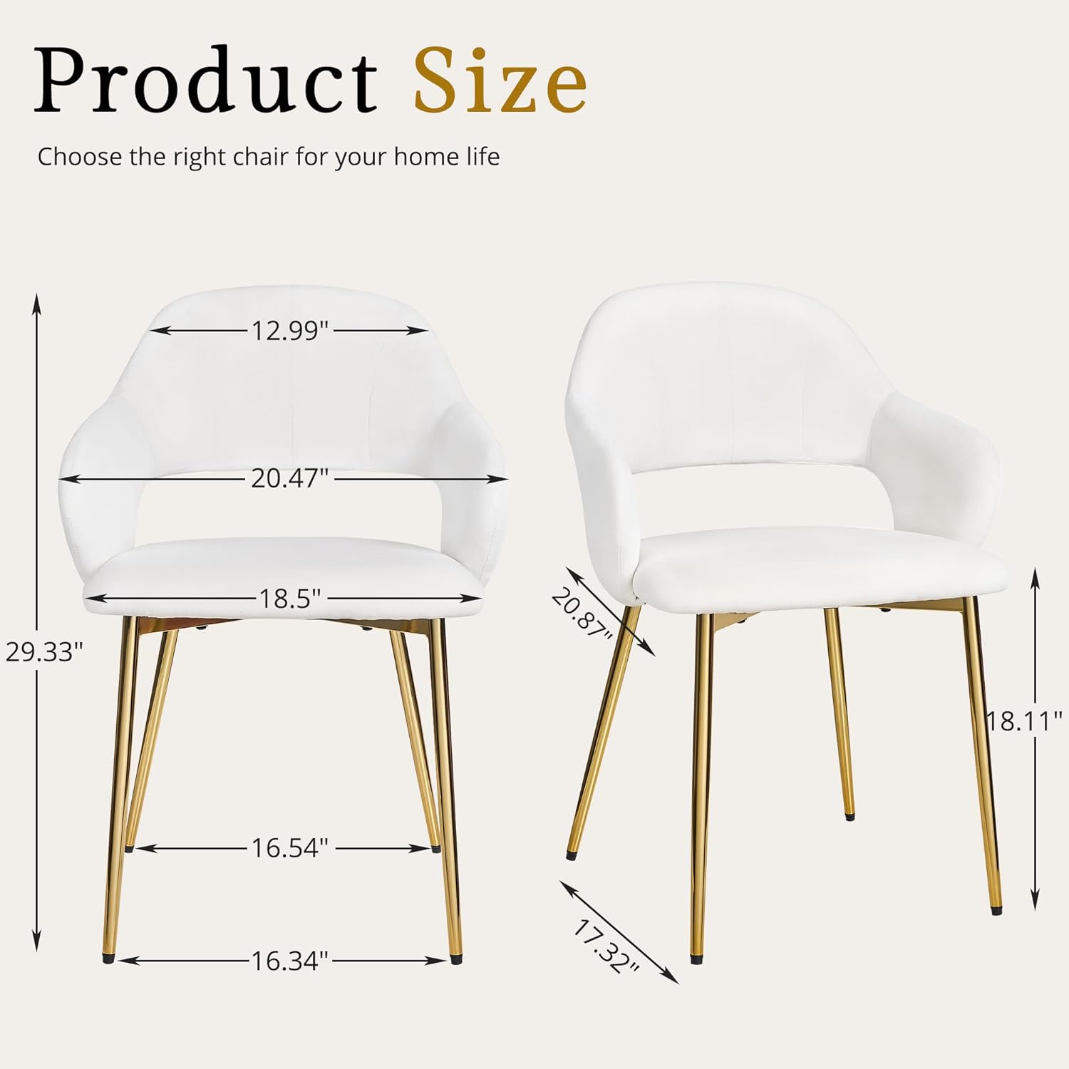 VECELO Velvet Dining Chairs Set of 2