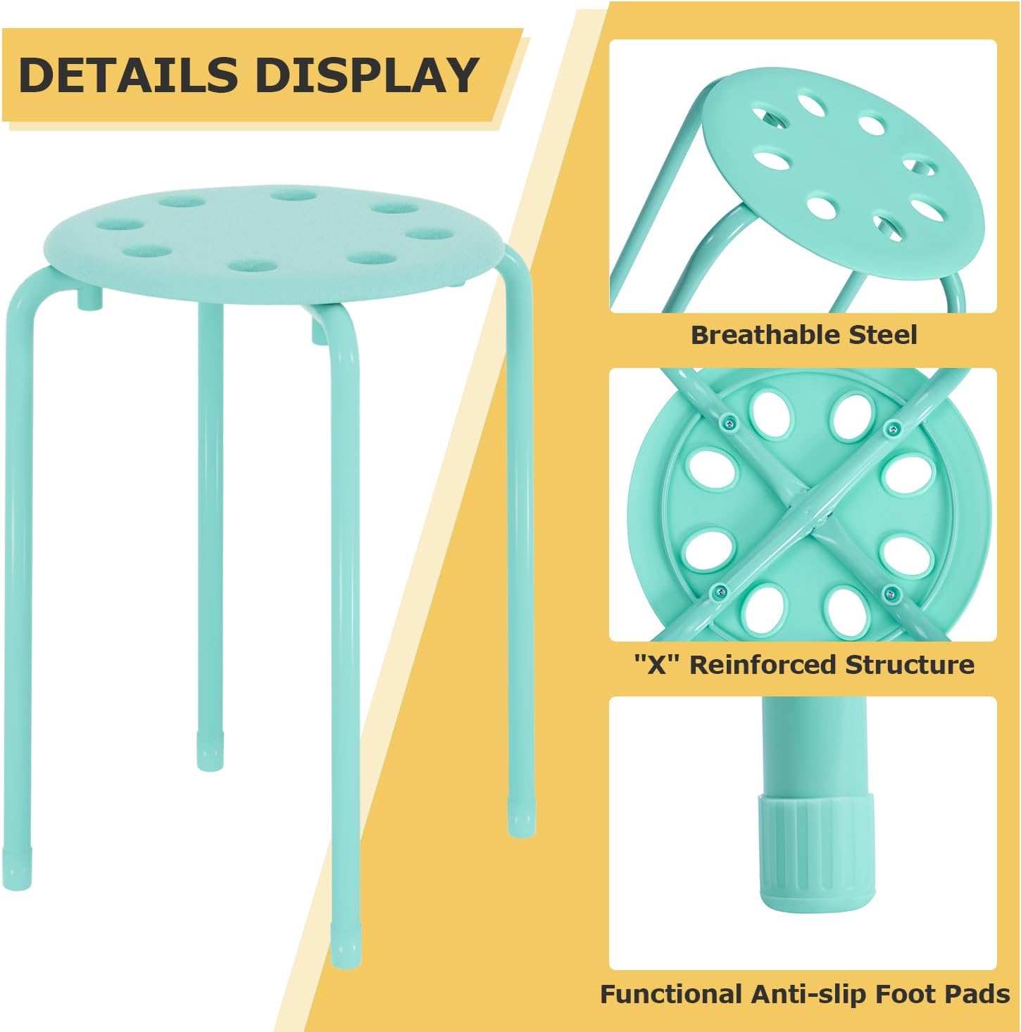 VECELO 6-Piece Stacking Stools, 17.7 Inch Standard Height - VECELO