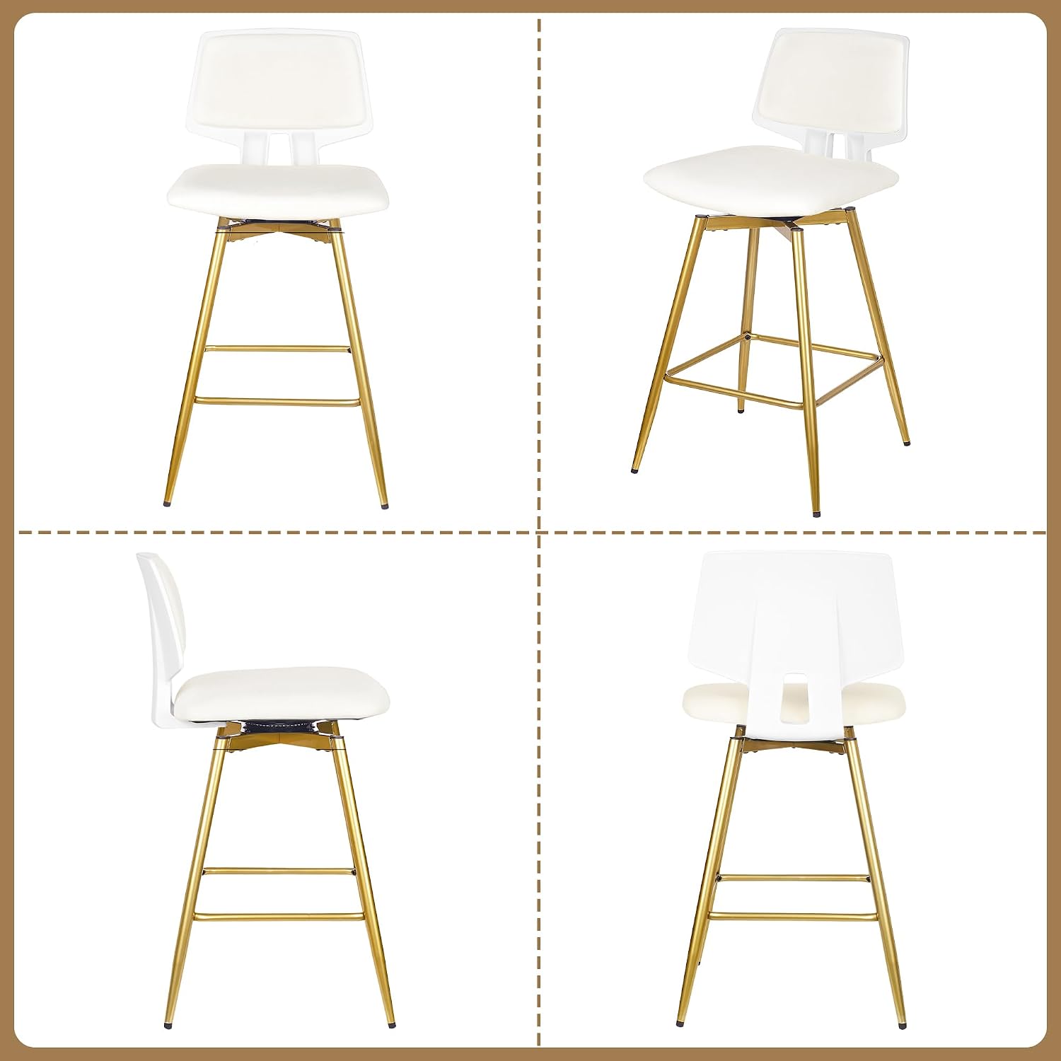 VECELO Swivel Upholstered Bar Stools Set of 2