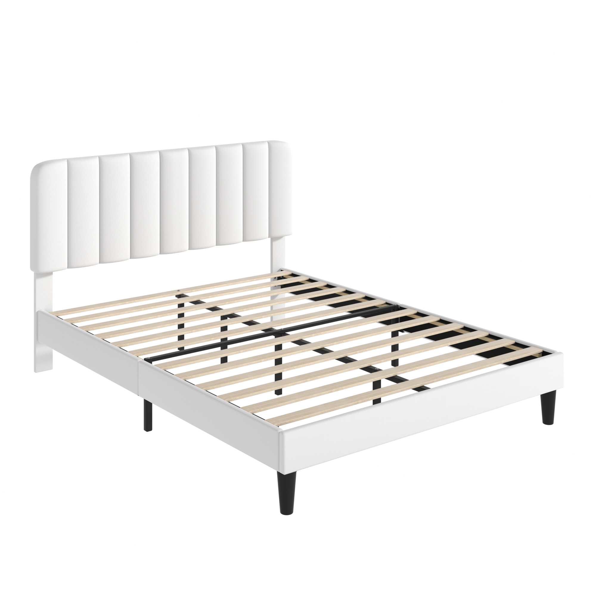 VECELO Upholstered Platform bedframe with Adjustable Headboard