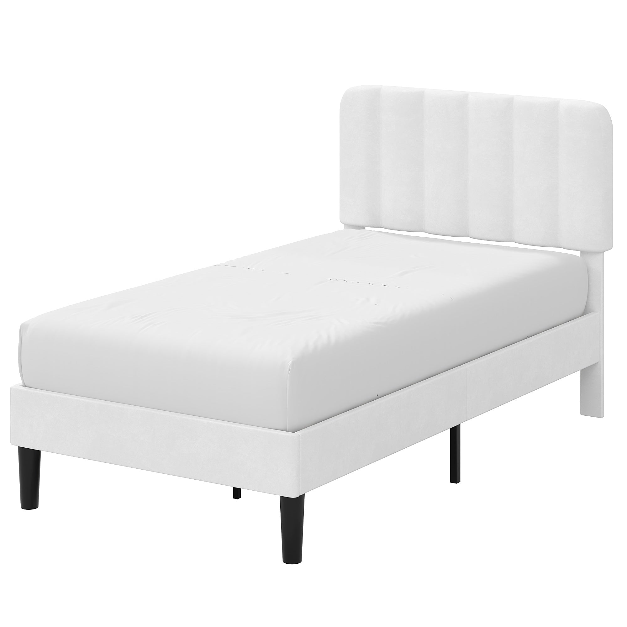 VECELO Upholstered Platform bedframe with Adjustable Headboard
