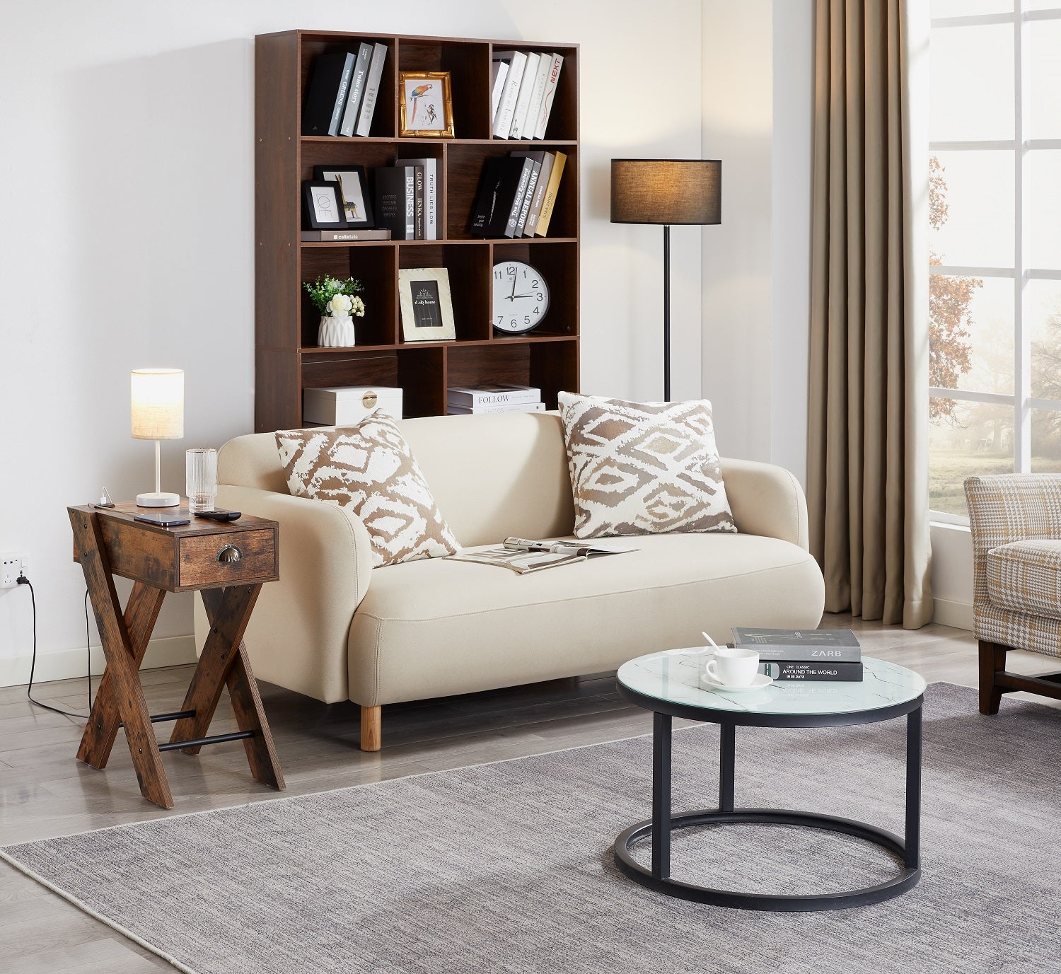 VECELO End Side Table with Charging Station Narrow Nightstand with Drawer& USB Ports - VECELO