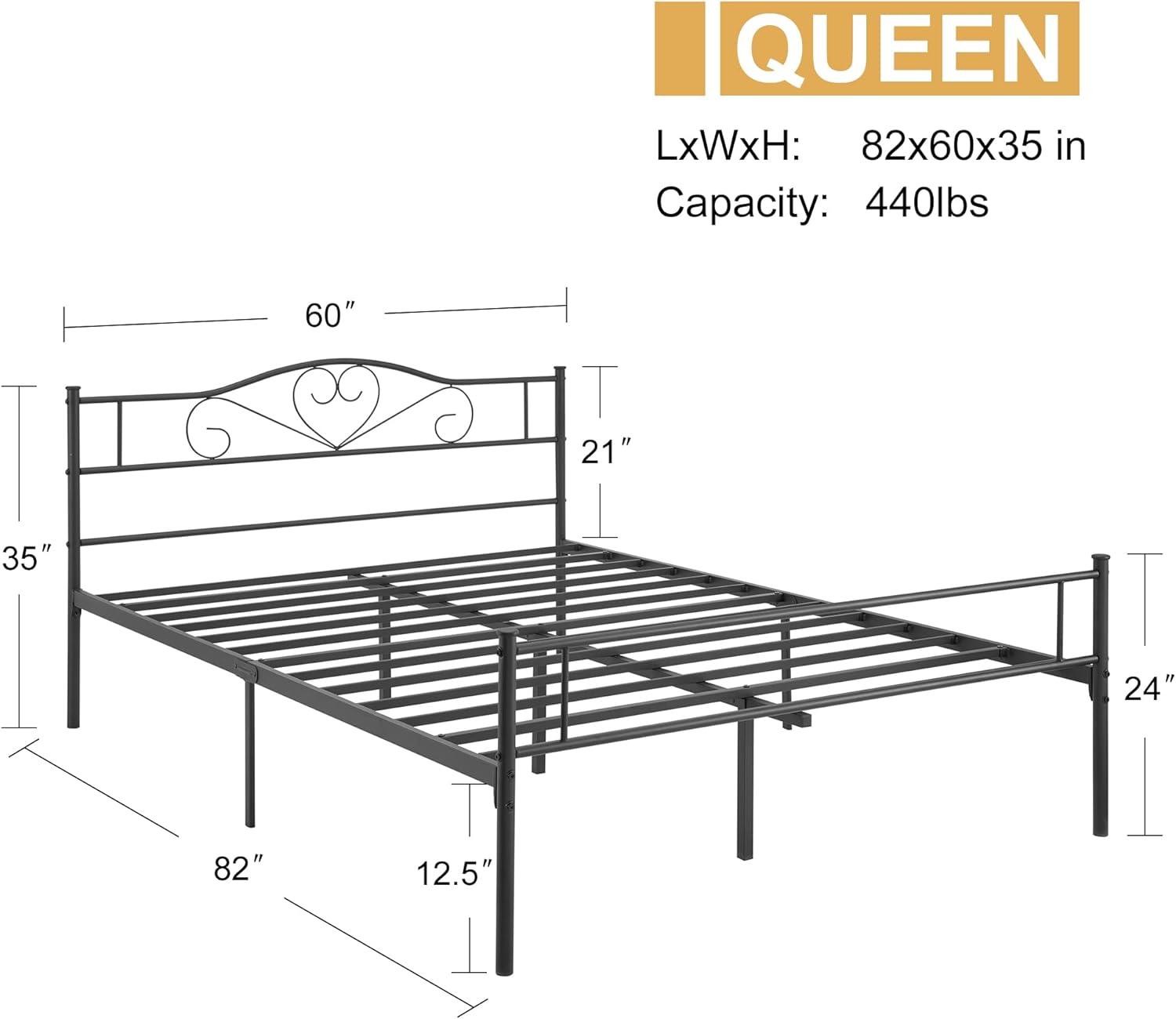 VECELO Metal Platform Bed Frame Mattress Foundation Decorative Headboard & Footboard - VECELO