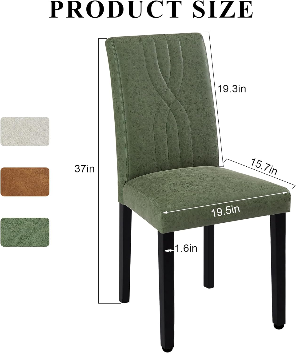 VECELO Upholstered Dining Chairs Set of 2 Modern Fabric and Solid Wood Legs & High Back