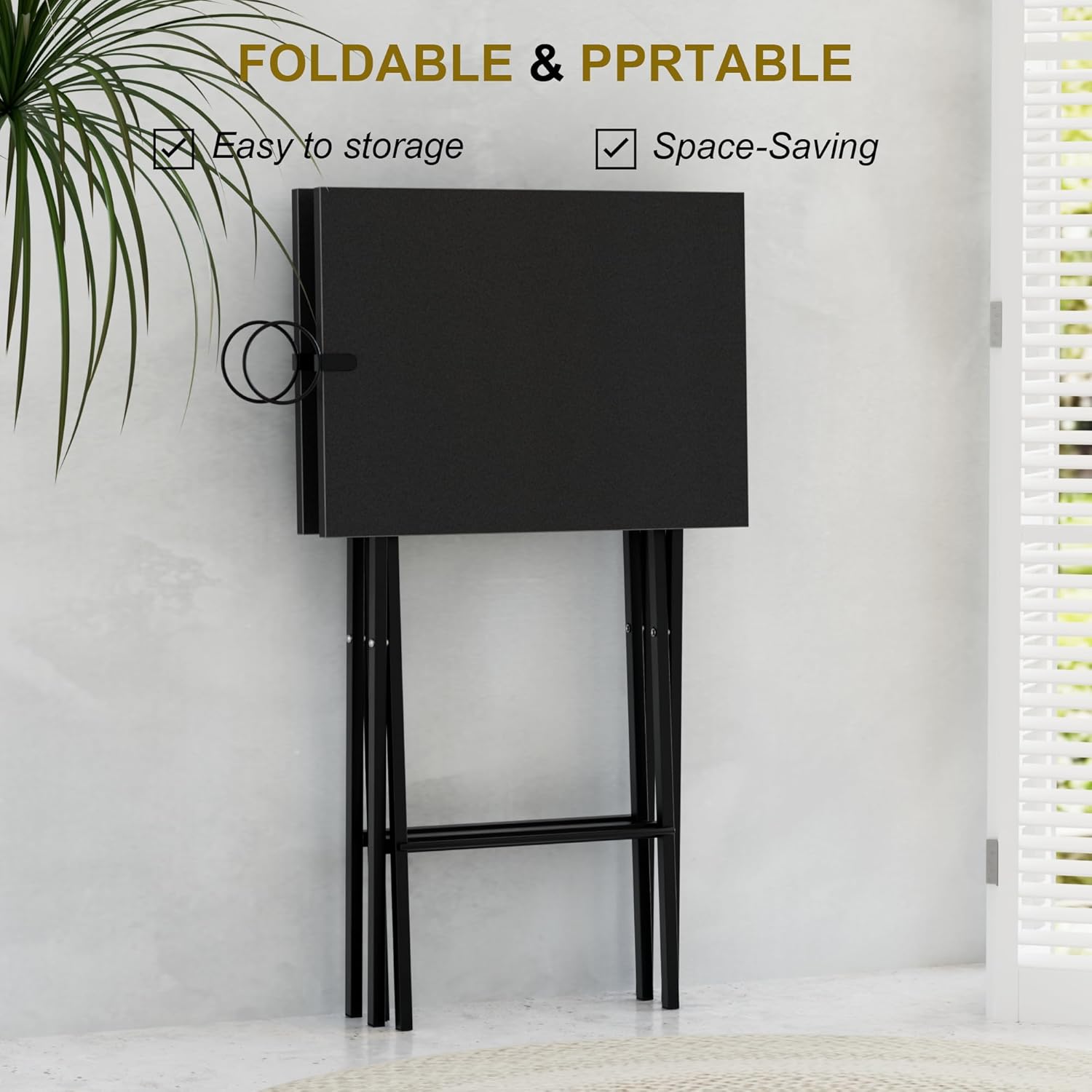 VECELO Folding TV Tray for Eating Set of 2