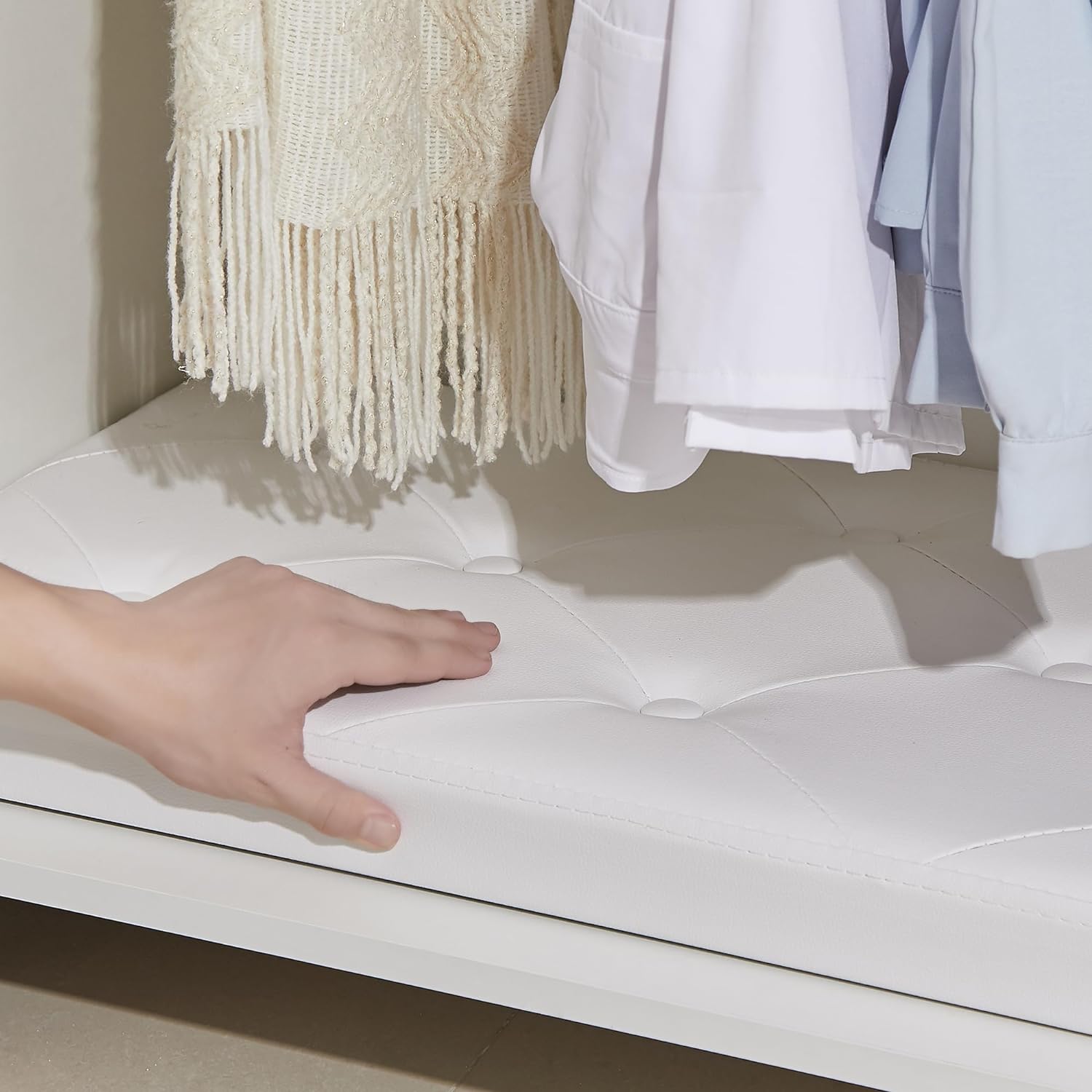 VECELO Storage Ottoman Bench End of Bed 43'' Footstool Footrest Stool Shoestool - VECELO