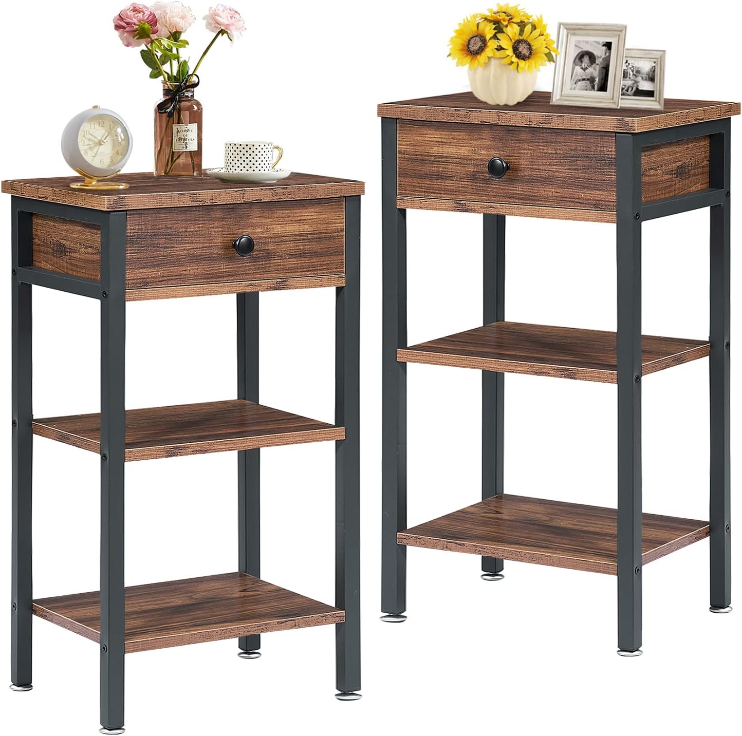 VECELO 27.5" Tall End Tables, Nightstands - VECELO