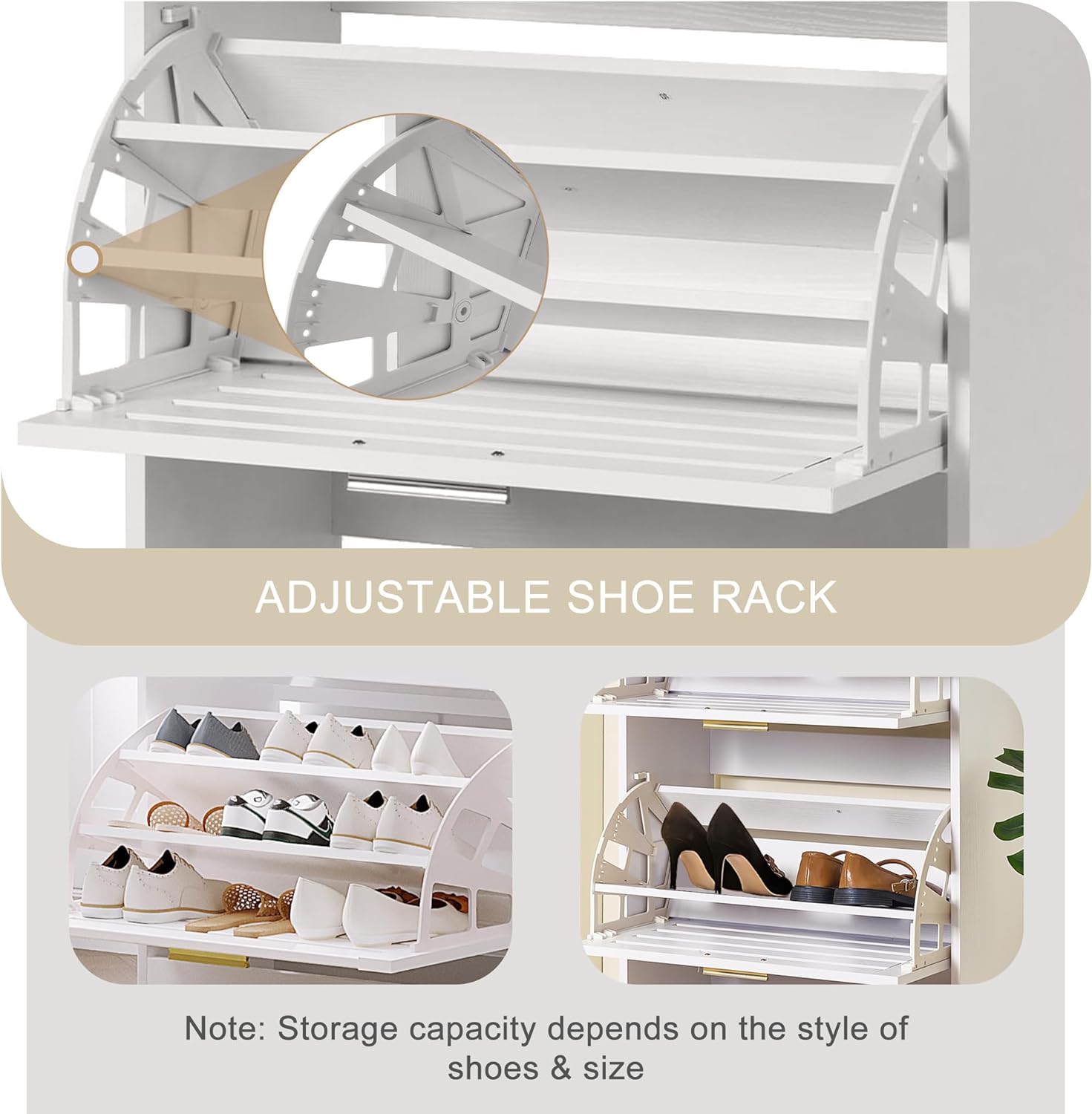 VECELO Shoe Cabinet Storage for Entryway with 3 Flip Drawers