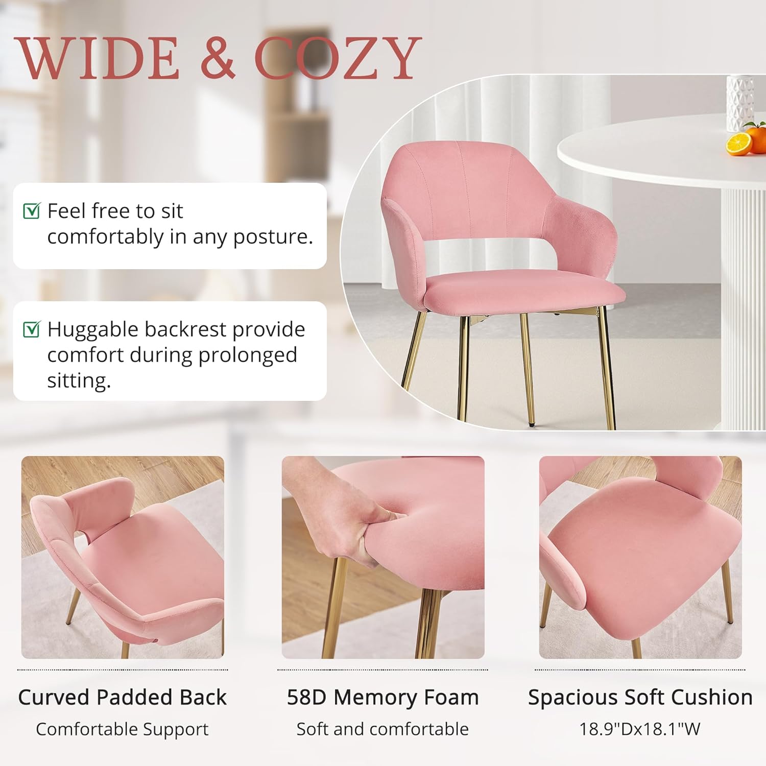 VECELO Velvet Dining Chairs Set of 6