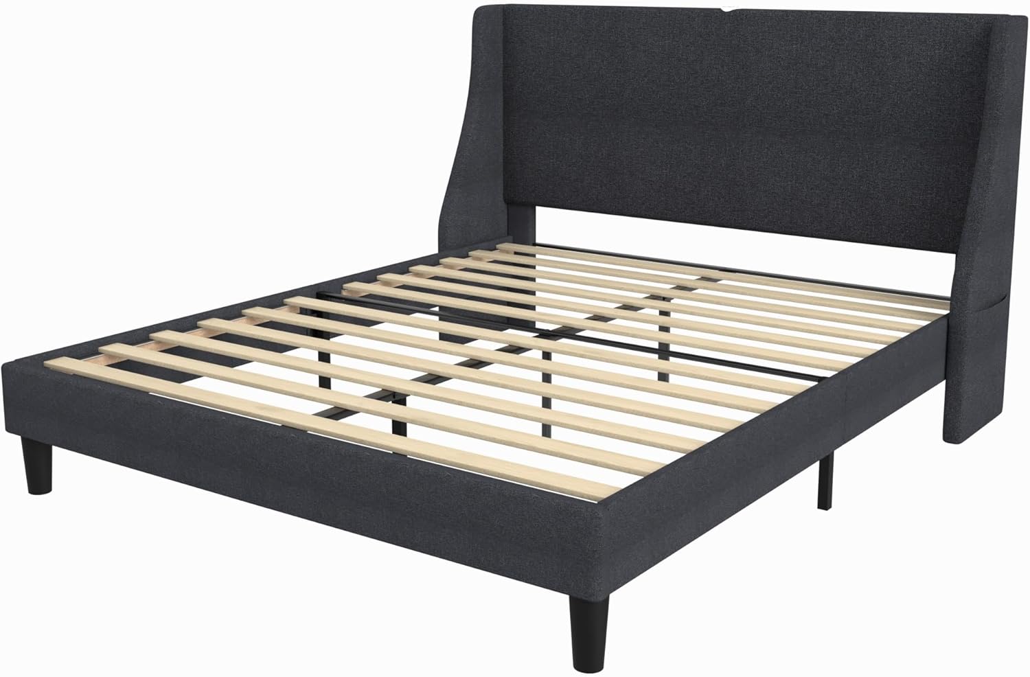 VECELO Bed Frame with Upholstered Wingback Headboard