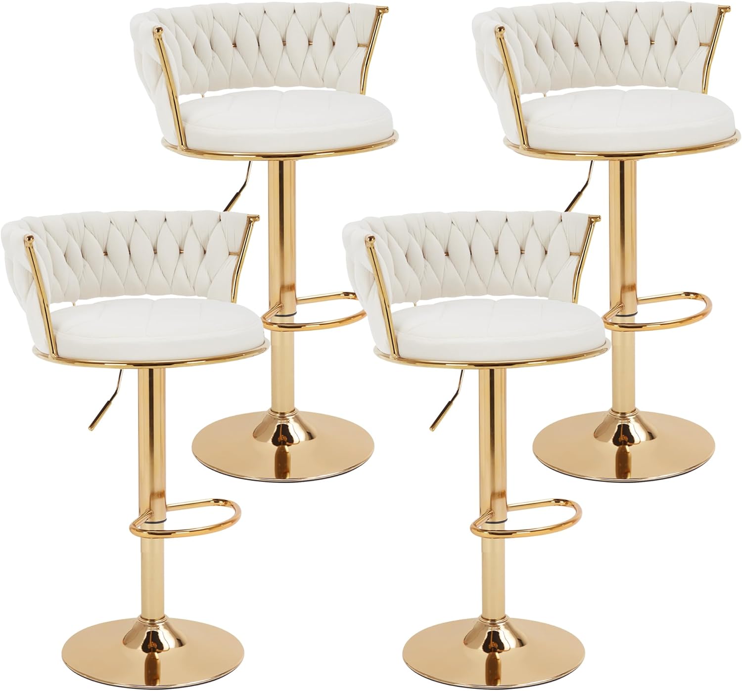 VECELO Bar Stools Set of 2, Adjustable Barstools Counter Height Stools with Back and Arm - VECELO