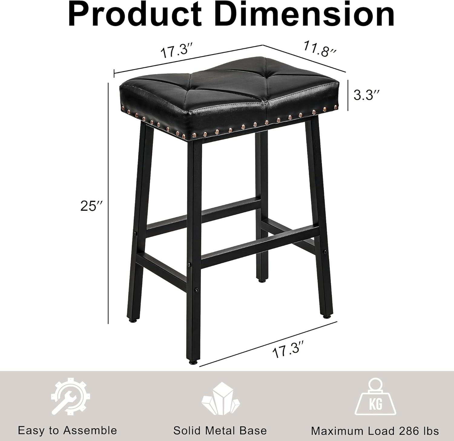 VECELO 25 inch Counter Height Stools for Kitchen Island - VECELO