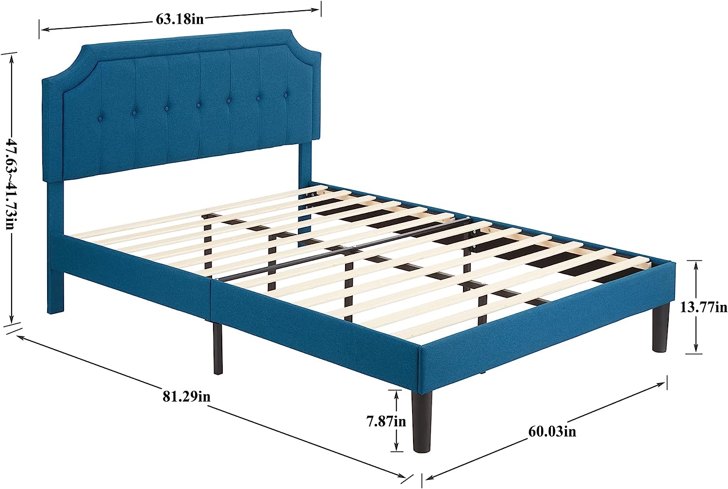 VECELO Premium Upholstered Platform Bed Diamond Stitched Panel Headboard