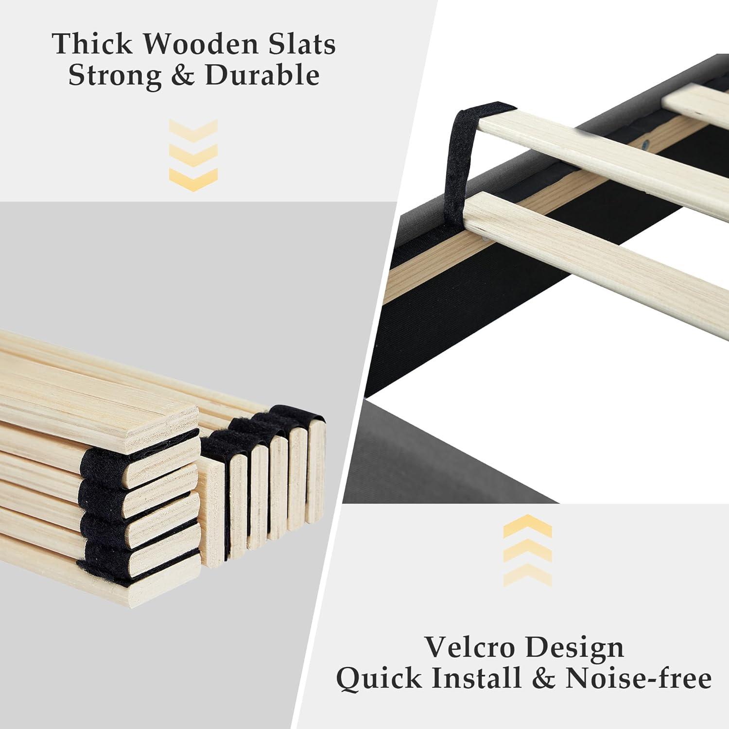 VECELO Upholstered Platform Bed Frame with Height Adjustable Headboard - VECELO