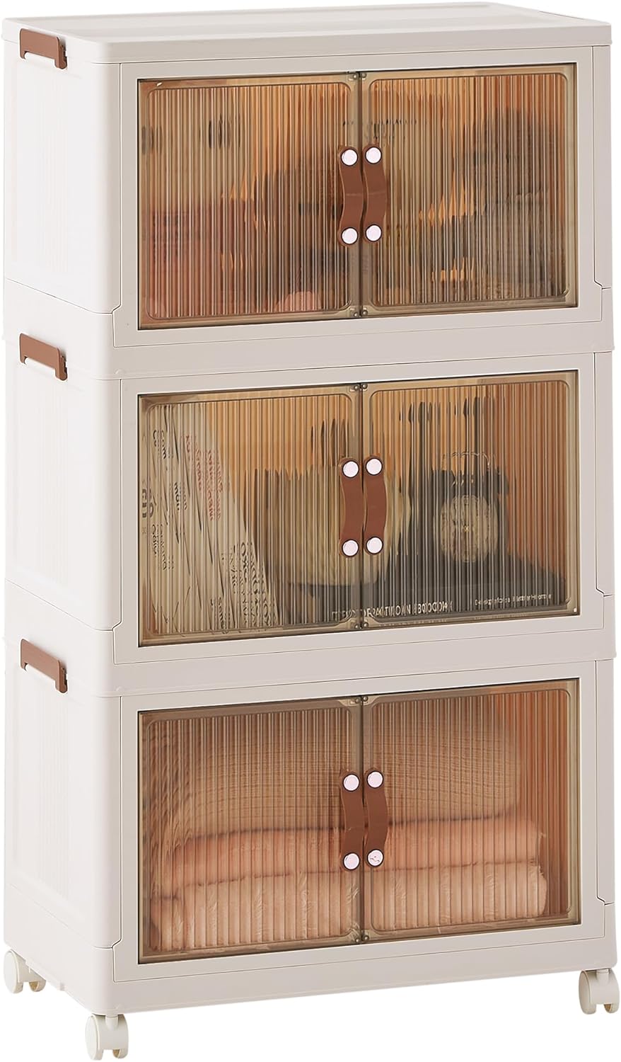 VECELO 16 Gal Stackable Storage Bins with Lid,Plastic Collapsible Storage Cabinet - VECELO