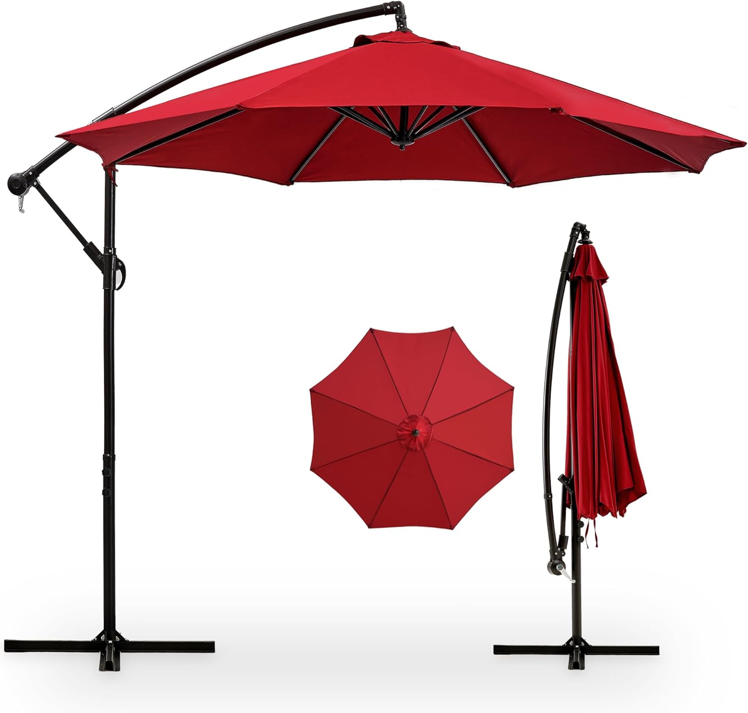 VECELO 10ft Offset Patio Umbrella with UV Protection Waterproof for Outdoor - VECELO