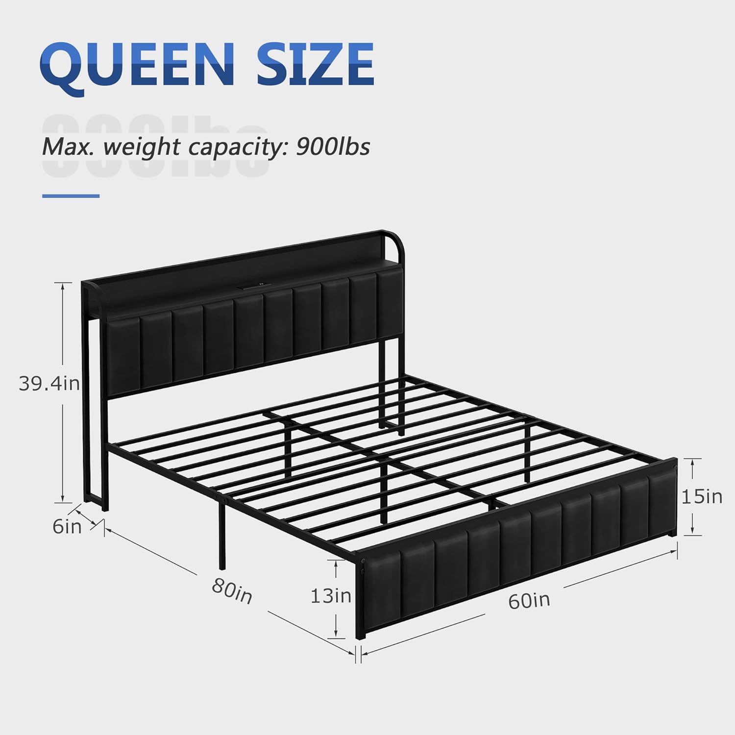 VECELO Twin Bed Frame, Storage Upholstered Headboard with Charging Station