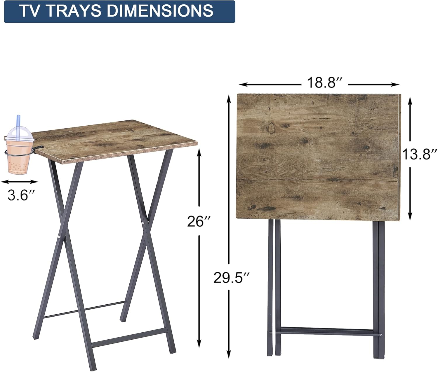 VECELO Folding TV Tray for Eating Set of 2