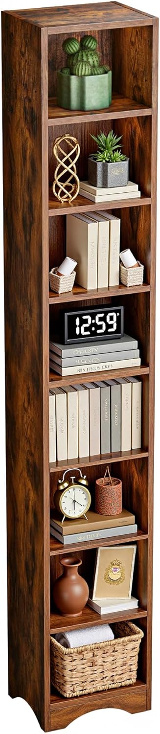 VECELO 8-Tier Tall Narrow Bookshelf