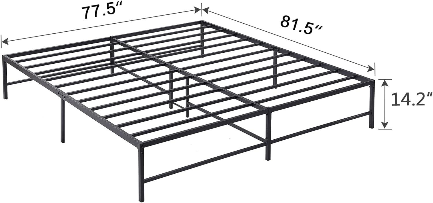 VECELO 14" Black Platform Bed Frame/Mattress Foundation/No Box Spring Needed/Steel Slat Support - VECELO