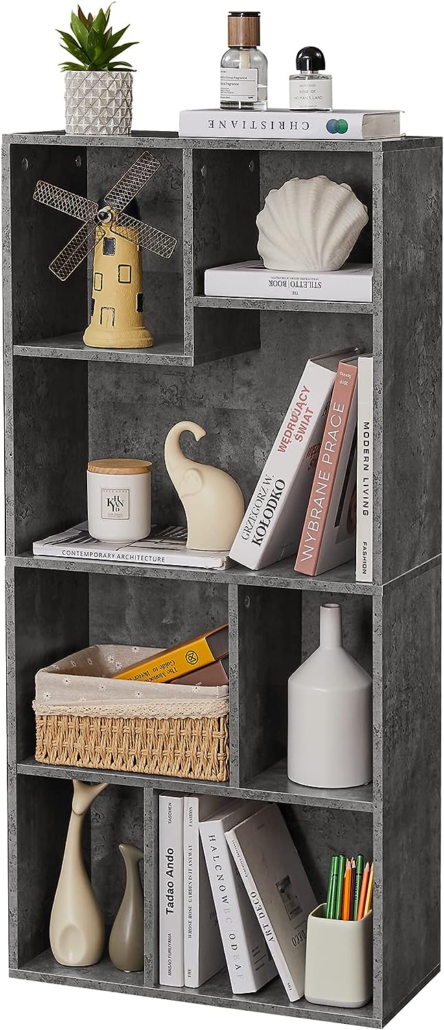 VECELO 42 Inch High Bookcase, 4-Tier Modern Storage Cabinet 7 Cubes - VECELO