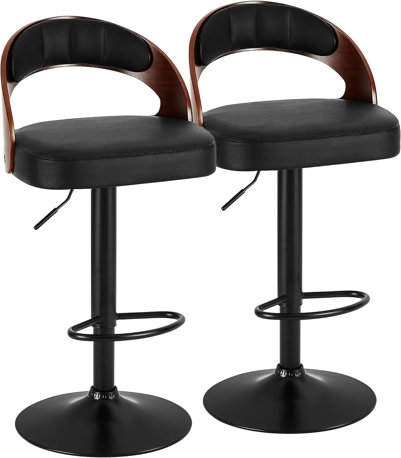 VECELO Bar Stool Set of 2, Counter Height Stools with Bentwood Back - VECELO