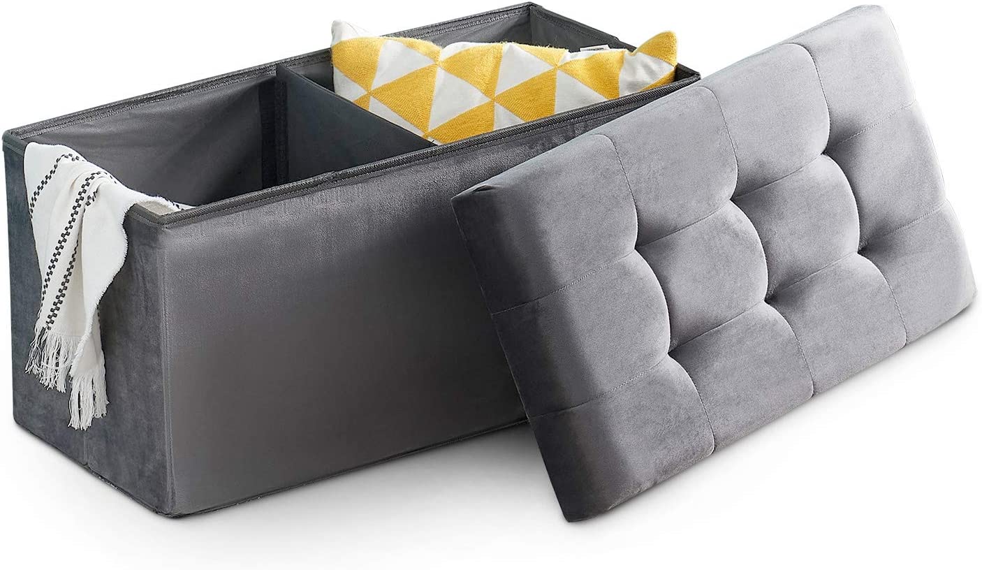 VECELO Tufted Velvet Ottoman Foot Stool - VECELO