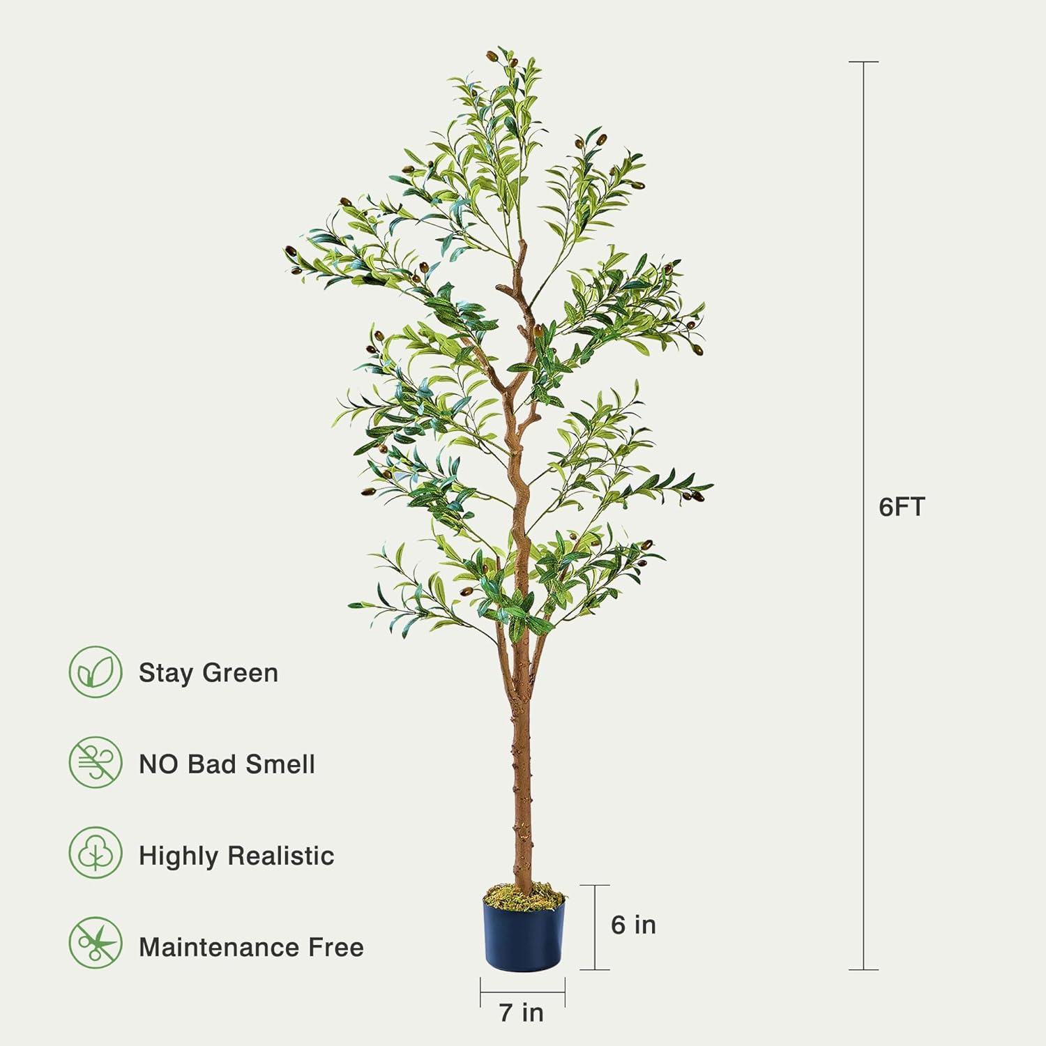 VECELO Artificial Ficus Tree with Sturdy Nursery Pot, 5FT and 6FT Faux Silk Plant - VECELO