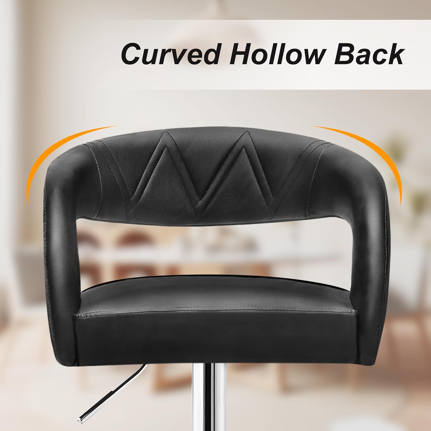 VECELO Bar Stools Set of 2 Adjustable Swivel Modern Pu Leather Barstools - VECELO