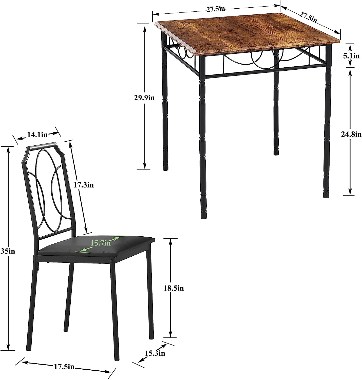 VECELO Modern 5 Pieces Dining Table Set