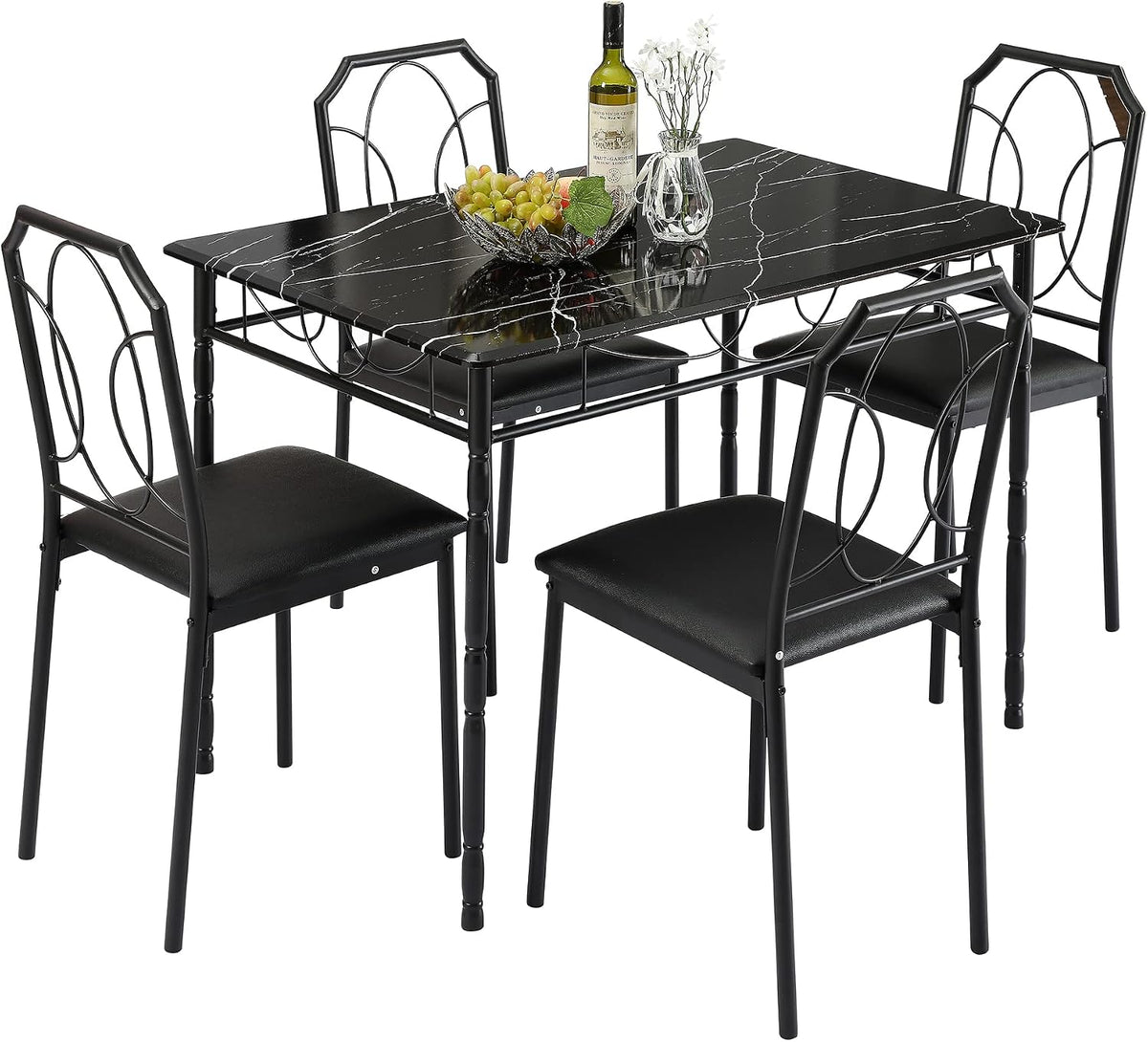 VECELO 5 Piece Dining Table Set for 4, Dinette with Chairs for Kitchen