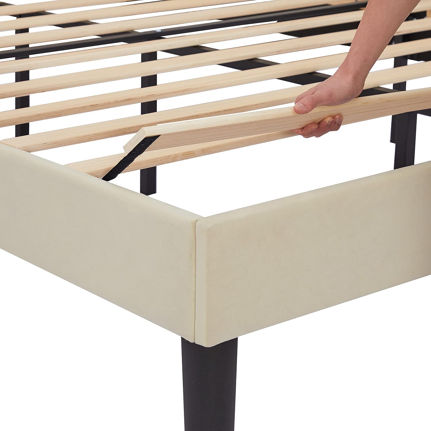 VECELO Bed Frame Platform with Upholstered Headboard & Wooden Slats Support - VECELO