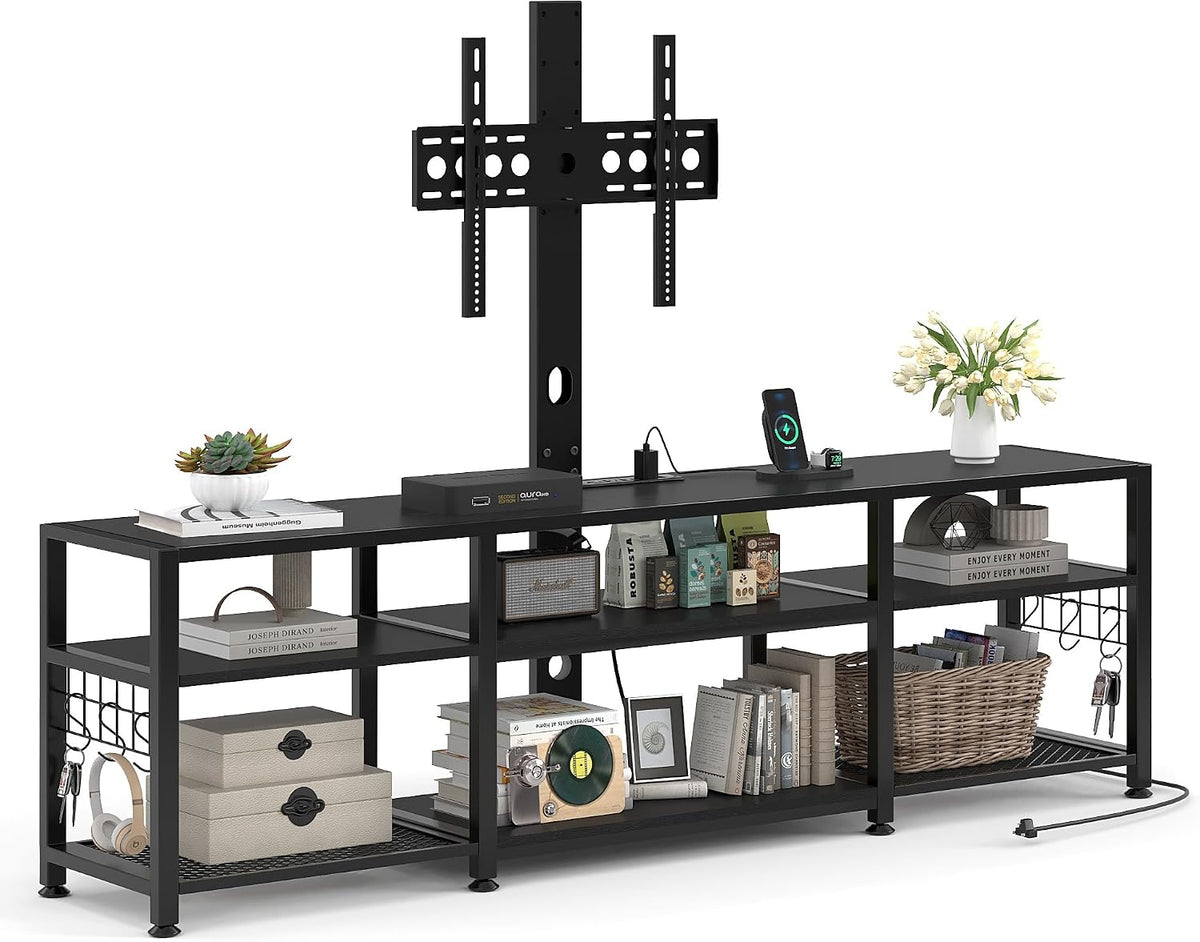 VECELO TV Stand with Mount and Power Outlets