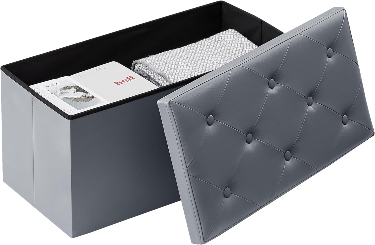 VECELO Storage Ottoman Bench End of Bed 43'' Footstool Footrest Stool Shoestool - VECELO