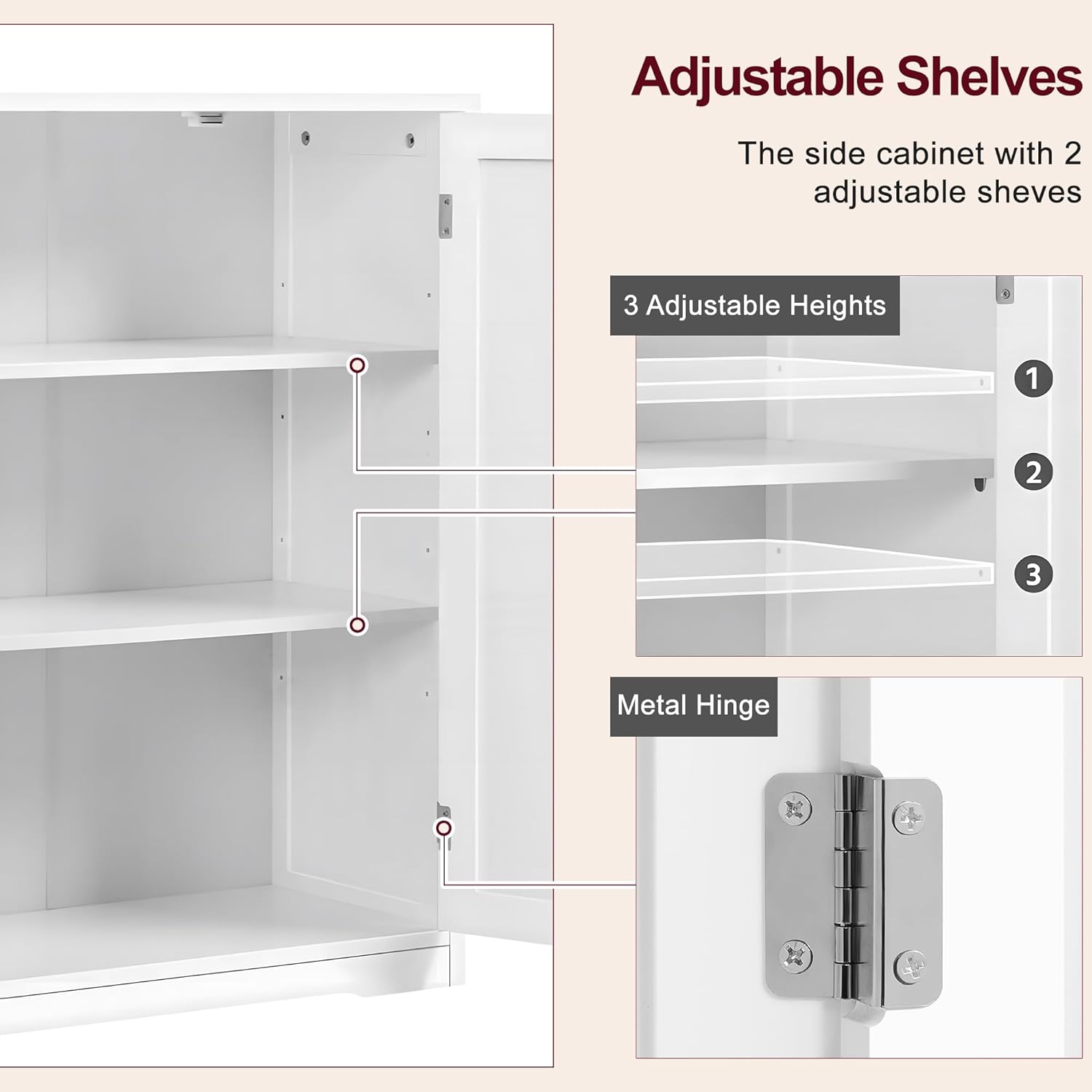 VECELO Bathroom Floor Cabinet with Drawers - VECELO