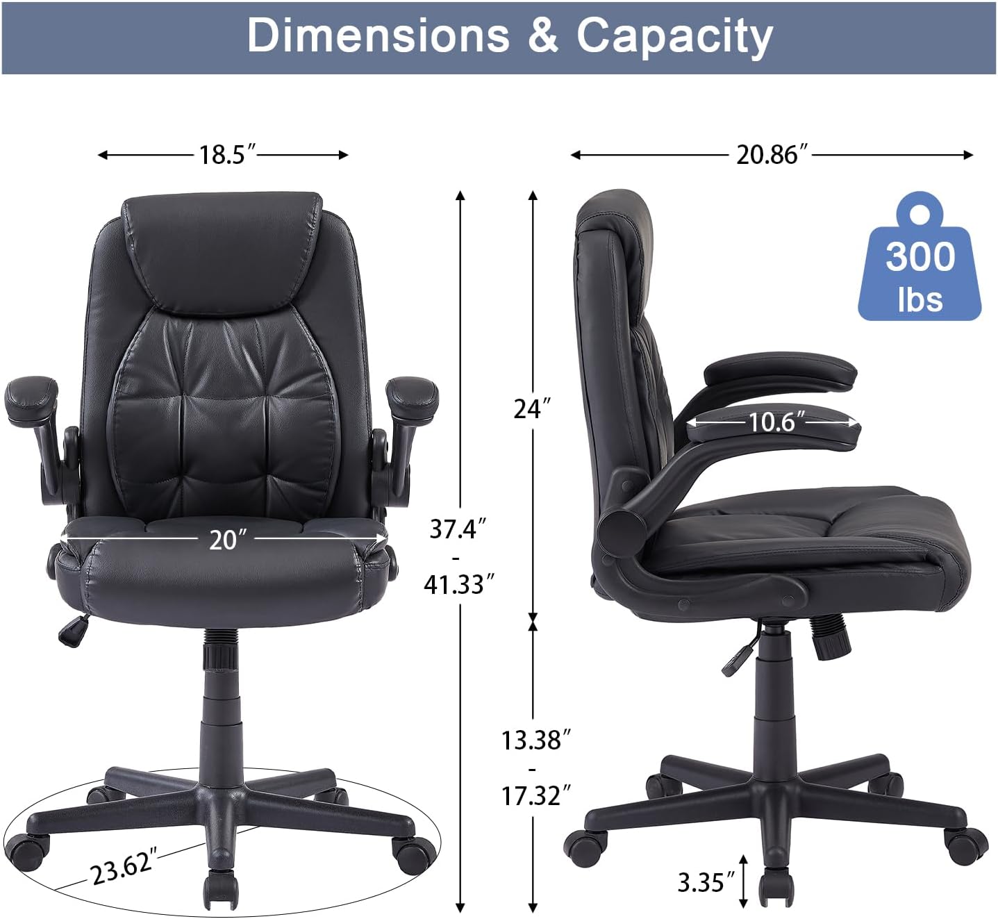 VECELO Executive High-Back PU Leather Computer Desk Chairs - VECELO