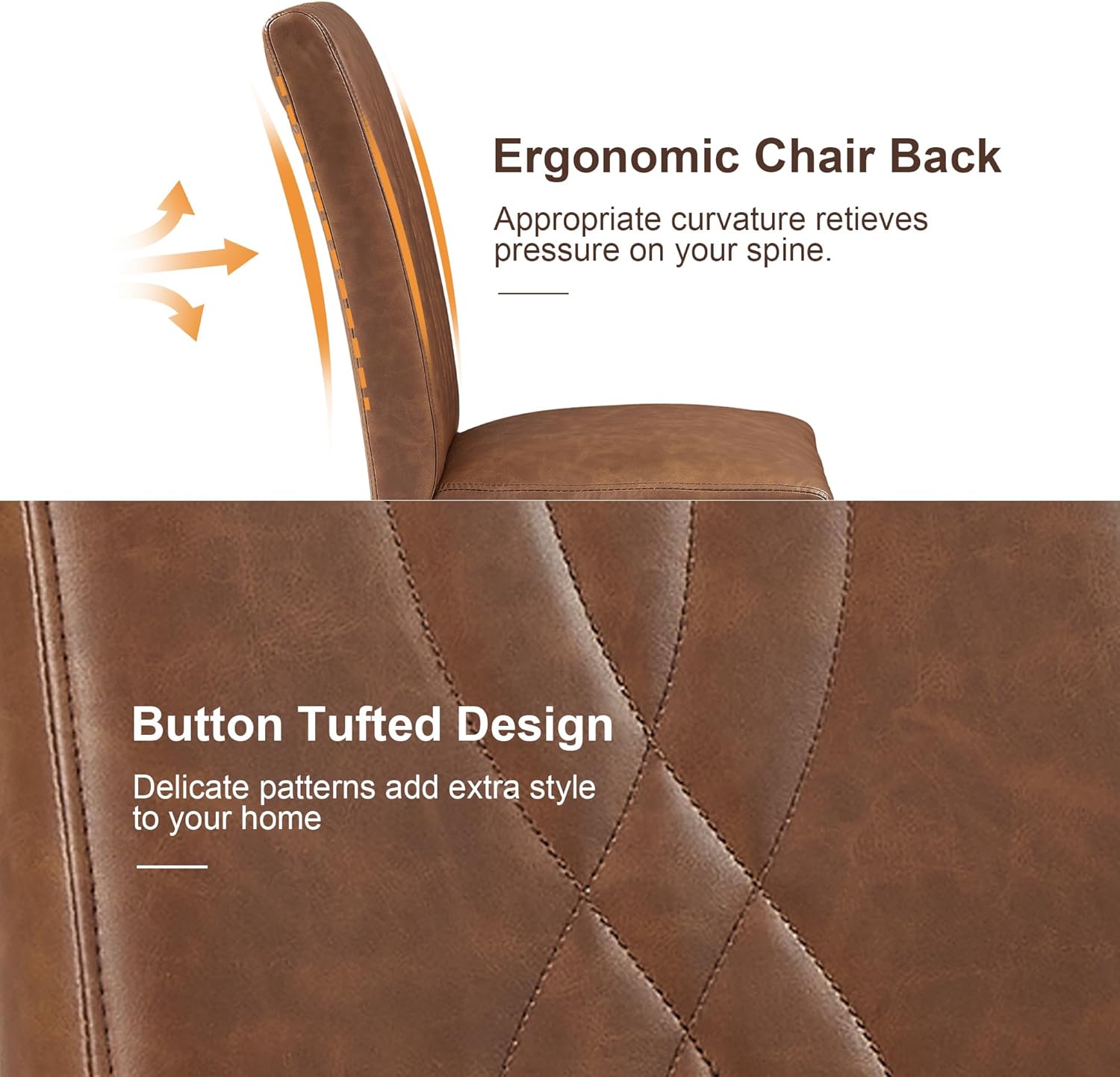 VECELO Upholstered Dining Chairs Set of 2 Modern Fabric and Solid Wood Legs & High Back