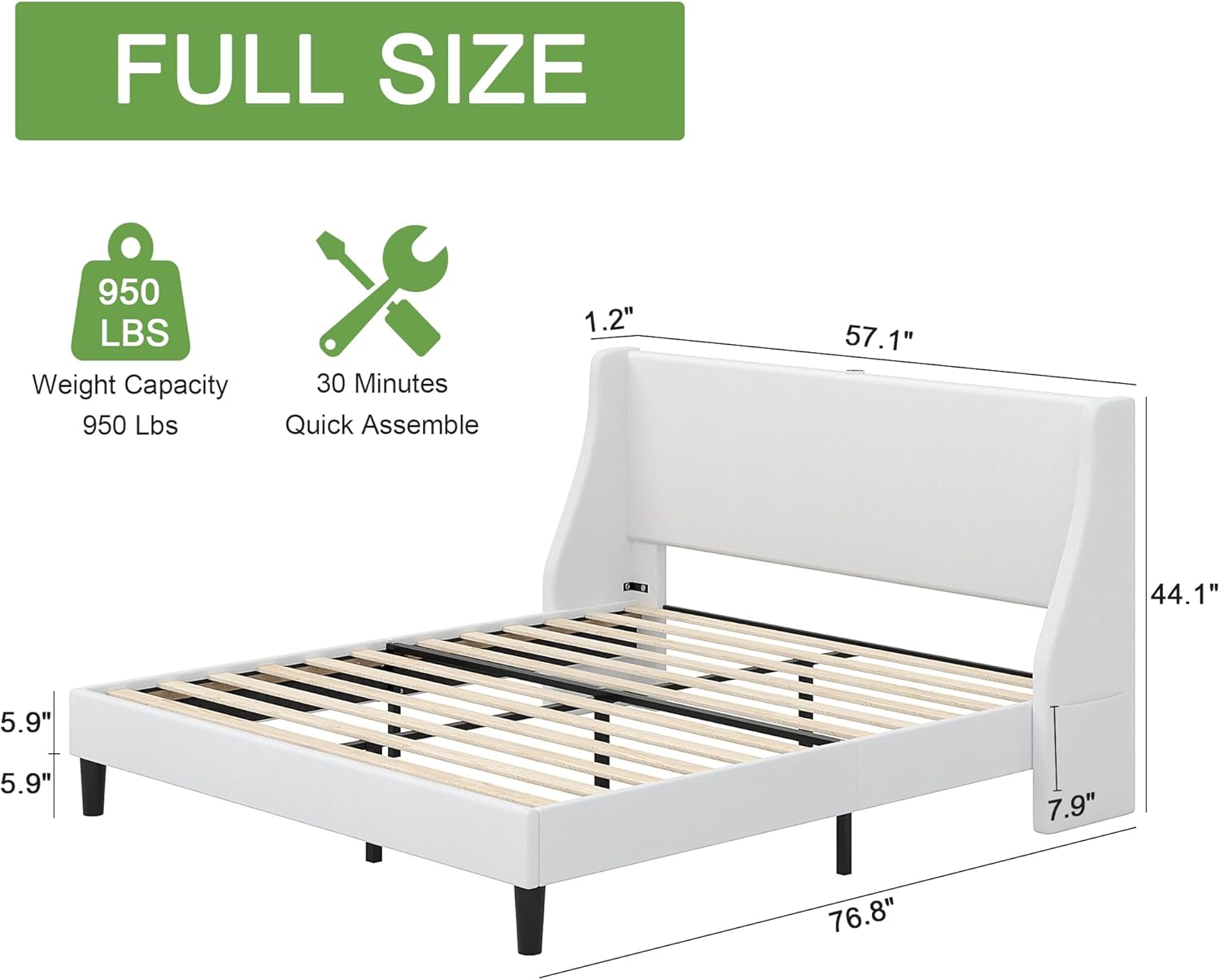 VECELO Bed Frame with Upholstered Wingback Headboard