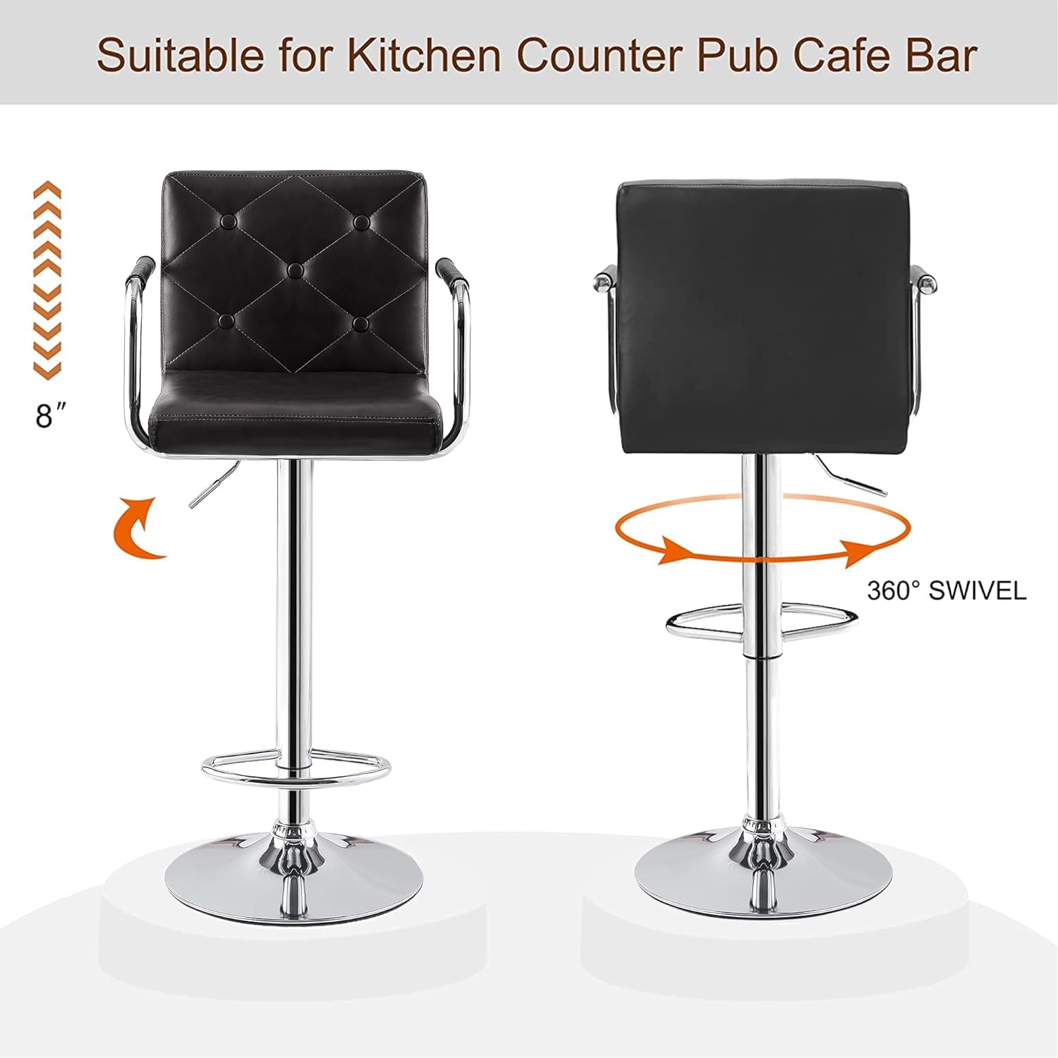 VECELO Adjustable Counter Height Bar Stools Set of 2 - VECELO