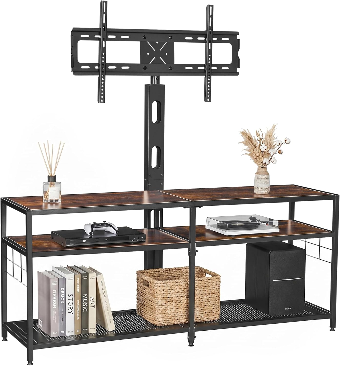 VECELO TV Stand with Mount, Universal Swivel TV Console for 32-75 inch TVs