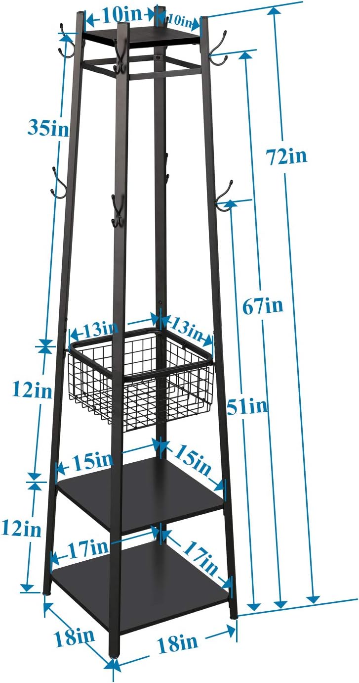 VECELO Coat Rack Freestanding Hall Tree - VECELO