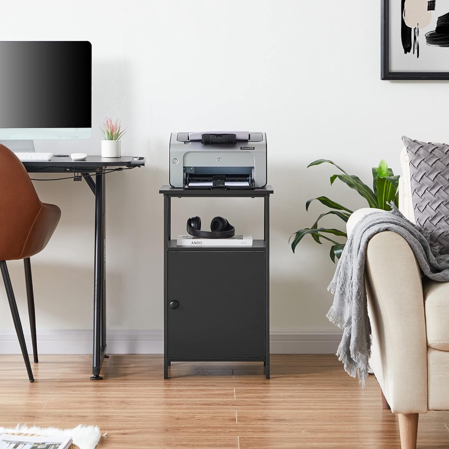 VECELO Tall Side Storage, Large Capacity Bedside Nightstand