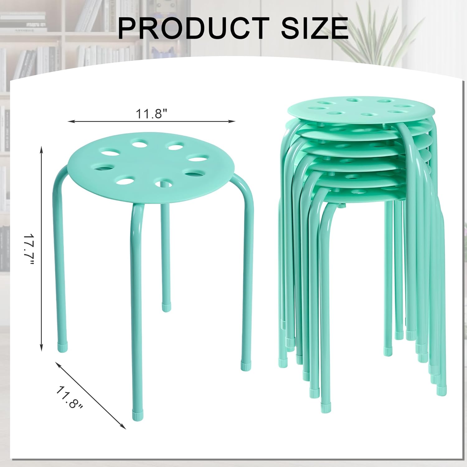 VECELO 6-Piece Stacking Stools, 17.7 Inch Standard Height - VECELO