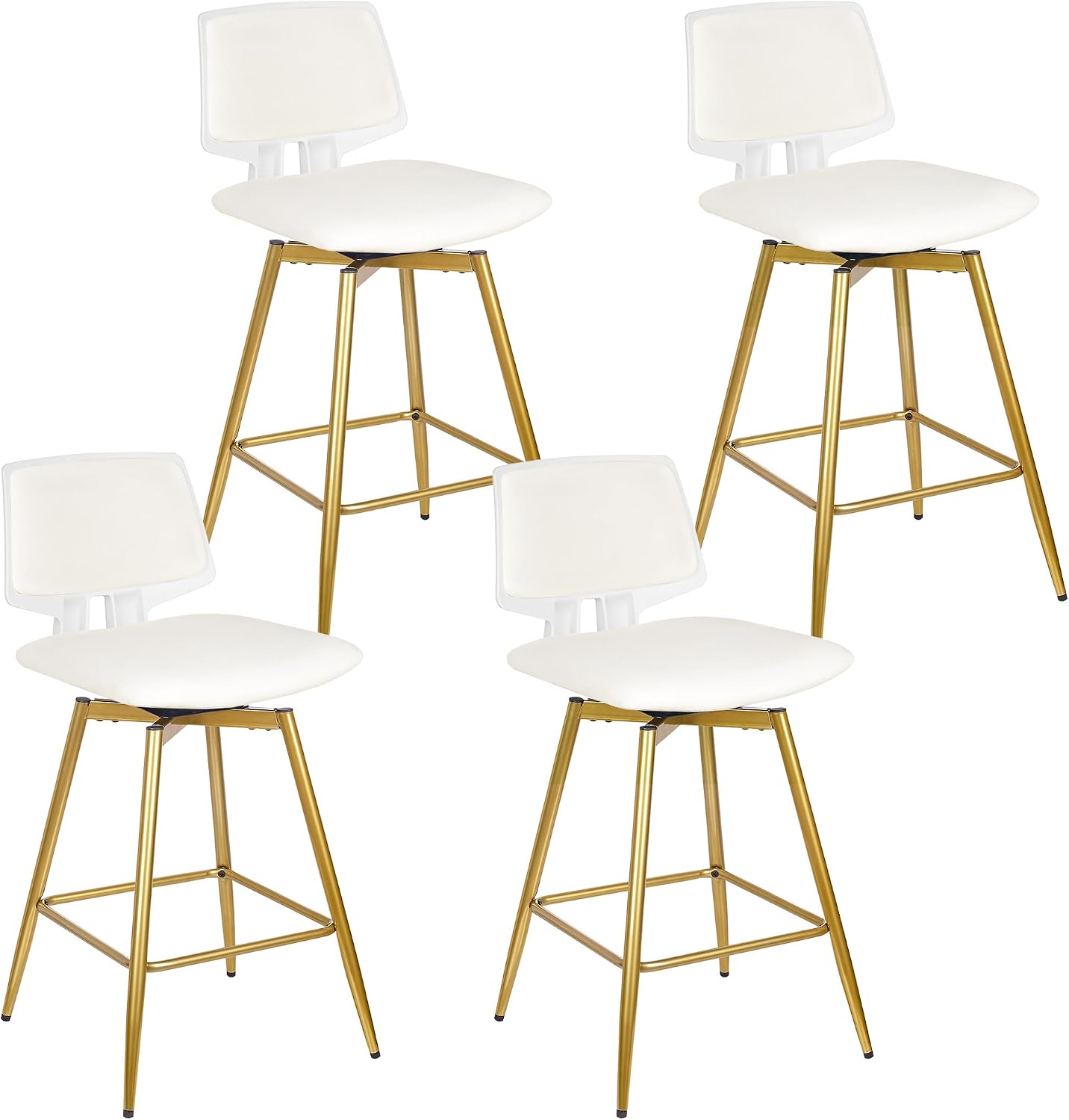VECELO Swivel Upholstered Bar Stools Set of 2