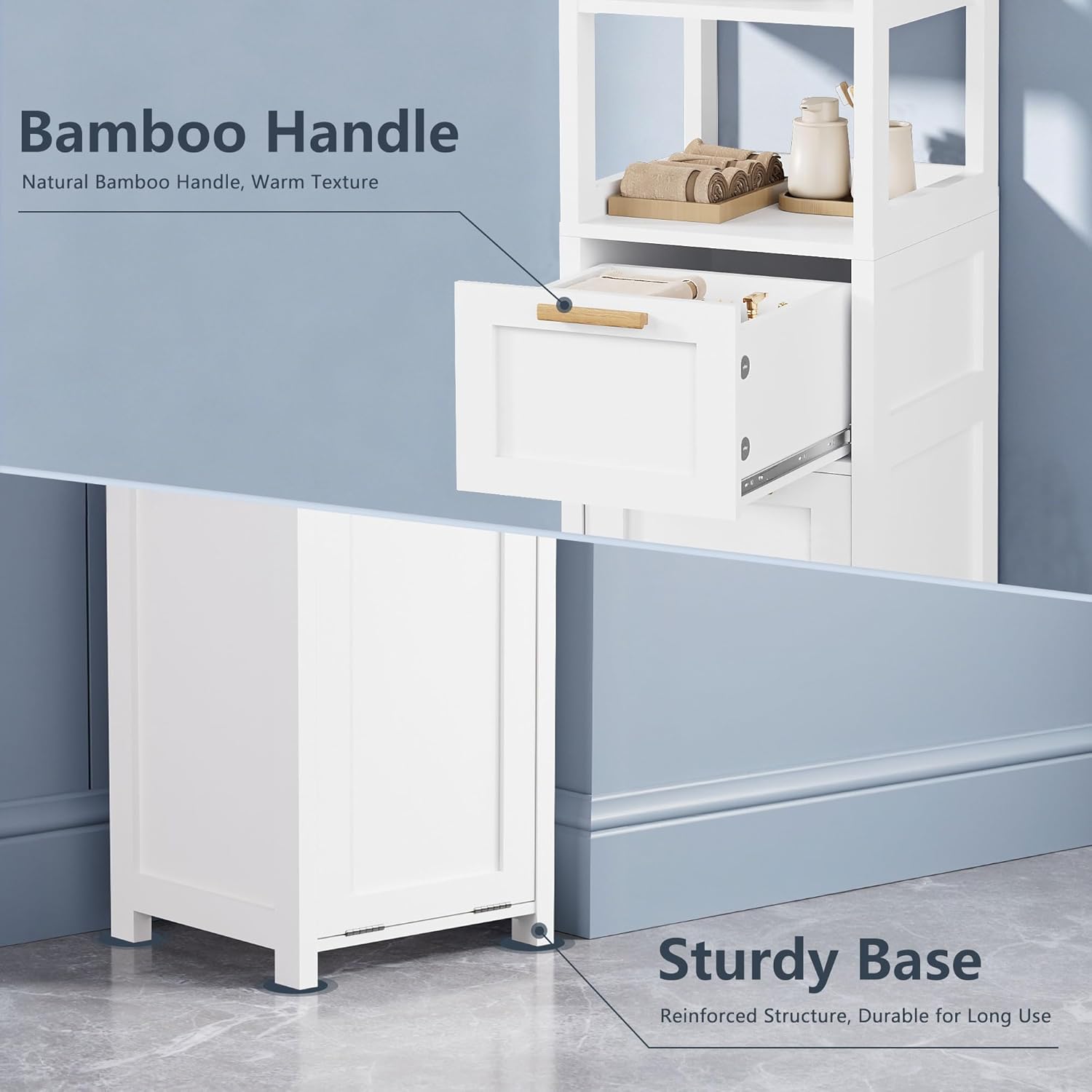 VECELO Tall Bathroom Cabinet with Removable Laundry Hamper