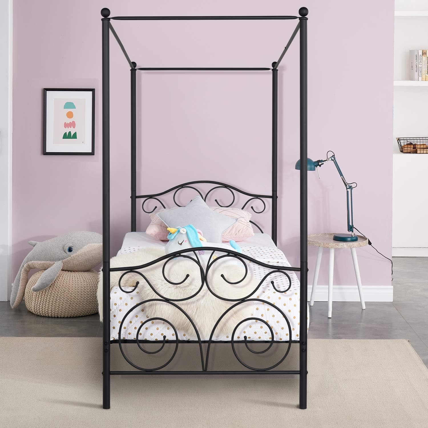 VECELO 4 Corner Metal Canopy Bed Frame