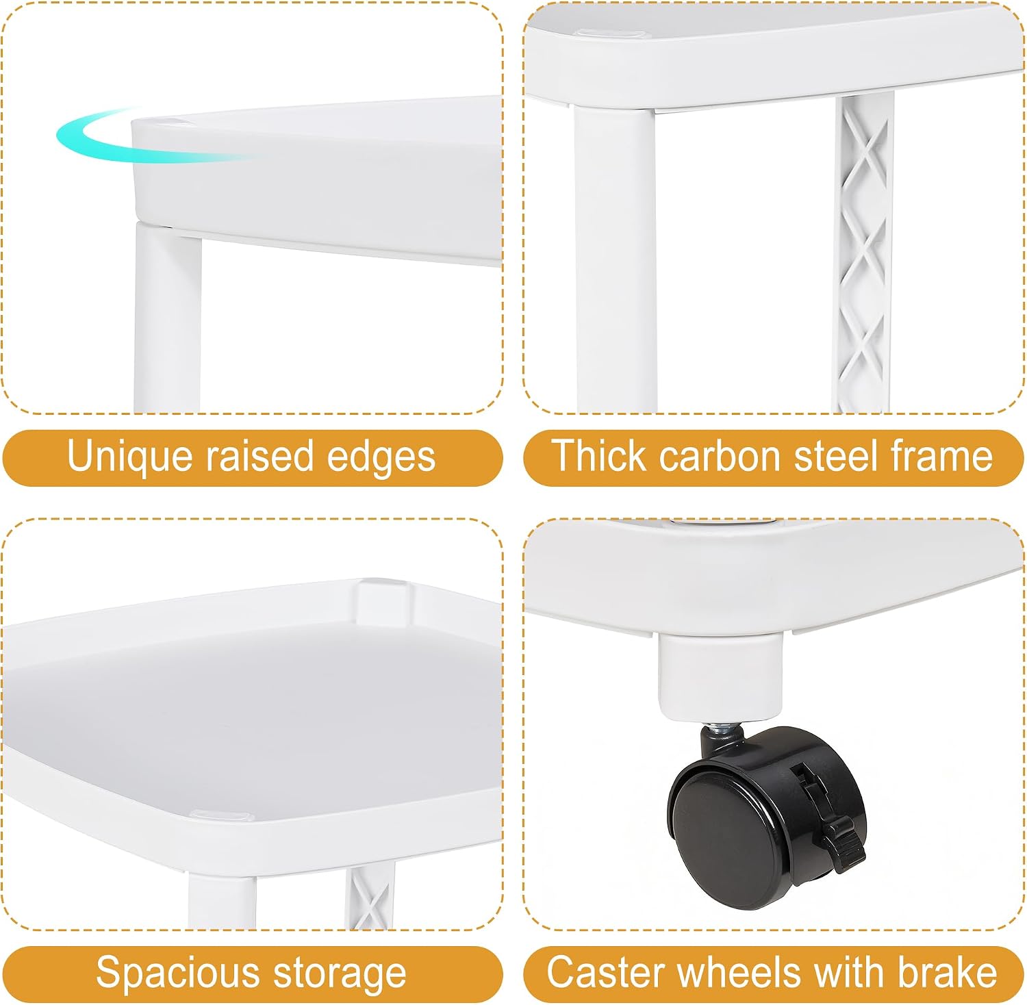 VECELO Rolling End Side Table with Lockable Wheels